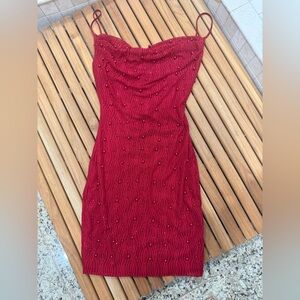 Windsor Strapless Red Dress with Embellishments